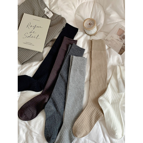 小腿襪灰色純棉春秋堆堆襪高筒襪子女及膝襪秋冬深灰色秋季長筒襪 小腿襪灰色純棉春秋堆堆襪高筒襪子女及膝襪秋冬深灰色秋季長筒襪