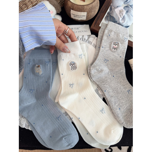 小狗刺綉襪子女中筒襪ins潮棉襪春秋可愛卡通蝴蝶結女生堆堆長襪 小狗刺綉襪子女中筒襪ins潮棉襪春秋可愛卡通蝴蝶結女生堆堆長襪