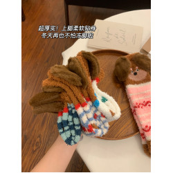 立體小狗地板襪子女士2026新款爆款冬睡眠加厚絨珊瑚絨保暖月子襪