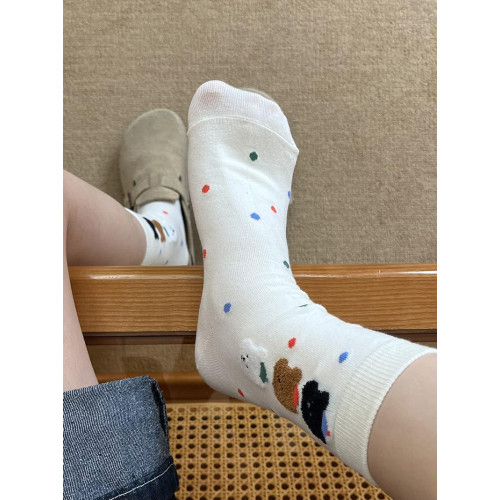 韓國襪子女中筒襪韓系ins可愛卡通小熊頭彩點網紅款2025新款爆款 韓國襪子女中筒襪韓系ins可愛卡通小熊頭彩點網紅款2025新款爆款
