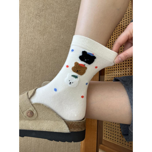 韓國襪子女中筒襪韓系ins可愛卡通小熊頭彩點網紅款2025新款爆款 韓國襪子女中筒襪韓系ins可愛卡通小熊頭彩點網紅款2025新款爆款