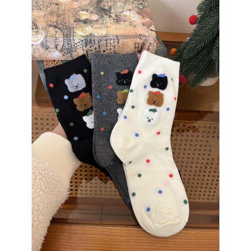 韓國襪子女中筒襪韓系ins可愛卡通小熊頭彩點網紅款2025新款爆款 韓國襪子女中筒襪韓系ins可愛卡通小熊頭彩點網紅款2025新款爆款