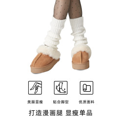 日系純色針織腿套女搭配秋冬時髦辣妹顯瘦小腿襪套少女堆堆襪灰色