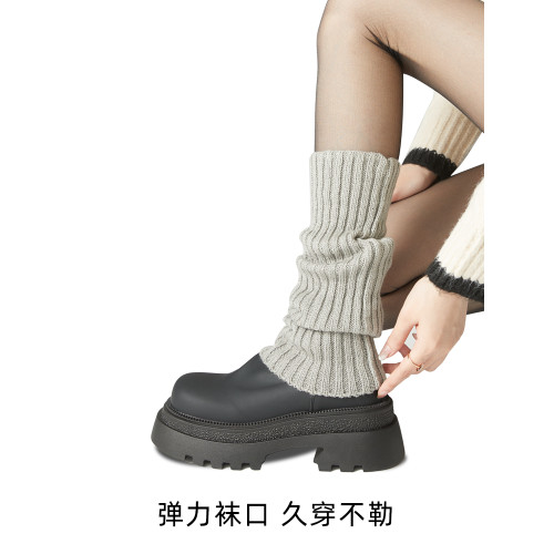 日系純色針織腿套女搭配秋冬時髦辣妹顯瘦小腿襪套少女堆堆襪灰色 日系純色針織腿套女搭配秋冬時髦辣妹顯瘦小腿襪套少女堆堆襪灰色
