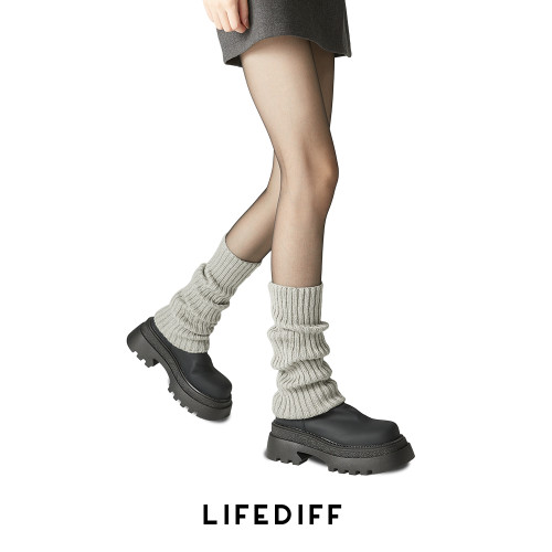日系純色針織腿套女搭配秋冬時髦辣妹顯瘦小腿襪套少女堆堆襪灰色 日系純色針織腿套女搭配秋冬時髦辣妹顯瘦小腿襪套少女堆堆襪灰色