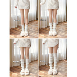 淡時光針織jk襪套秋冬季白色原宿風辣妹日系學院風洛麗塔堆堆襪女