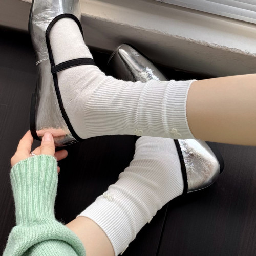 秋冬jk米白色中筒襪蝴蝶結條紋堆堆襪咖色短襪子菸灰色小腿襪女 秋冬jk米白色中筒襪蝴蝶結條紋堆堆襪咖色短襪子菸灰色小腿襪女