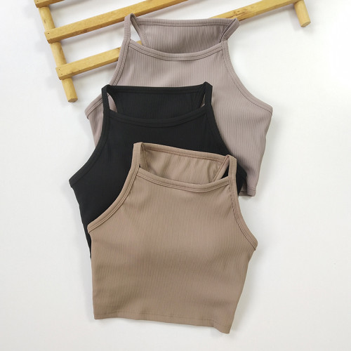 背心式螺紋大牌同款瑜珈美背高領防走光女一體式運動防震健身文胸 背心式螺紋大牌同款瑜珈美背高領防走光女一體式運動防震健身文胸