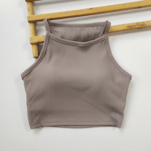 背心式螺紋大牌同款瑜珈美背高領防走光女一體式運動防震健身文胸 背心式螺紋大牌同款瑜珈美背高領防走光女一體式運動防震健身文胸