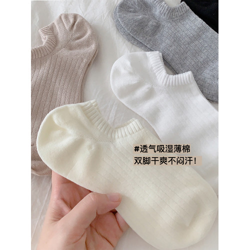 襪子女船襪夏季薄款透氣棉襪淺口防滑不掉跟白色純色夏天隱形短襪 襪子女船襪夏季薄款透氣棉襪淺口防滑不掉跟白色純色夏天隱形短襪