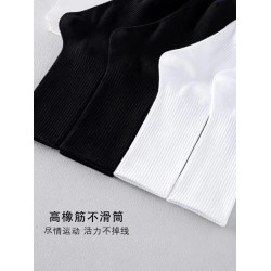 MJ日本無印純棉襪子春秋冬季男女運動襪休閒防臭中筒襪純色短襪子