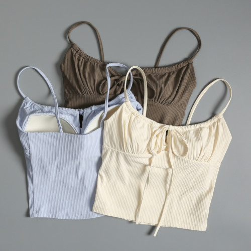 運動背心女夏季美背一體式吊帶抽繩褶皺瑜珈文胸跑步健身bra外穿 運動背心女夏季美背一體式吊帶抽繩褶皺瑜珈文胸跑步健身bra外穿