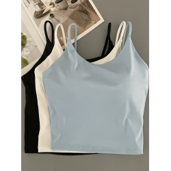 薄款細帶一體杯運動裸感美背瑜珈運動夏季普拉提透氣速乾跑步文胸