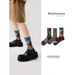 Renaissance襪子女薄款ins潮春秋款小衆設計感復古宮廷風中長筒襪