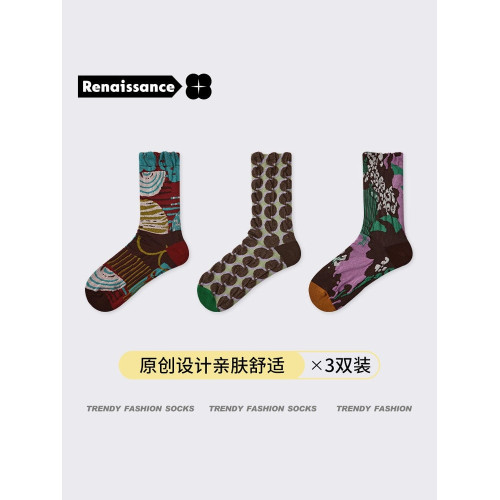 Renaissance襪子女薄款ins潮春秋款小衆設計感復古宮廷風中長筒襪 Renaissance襪子女薄款ins潮春秋款小衆設計感復古宮廷風中長筒襪