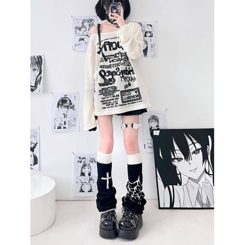 腿套y2k十字架濶腿亞文化蜘蛛網龐克jk辣妹針織喇叭千禧堆堆襪套 腿套y2k十字架濶腿亞文化蜘蛛網龐克jk辣妹針織喇叭千禧堆堆襪套