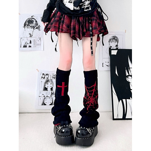 腿套y2k十字架濶腿亞文化蜘蛛網龐克jk辣妹針織喇叭千禧堆堆襪套 腿套y2k十字架濶腿亞文化蜘蛛網龐克jk辣妹針織喇叭千禧堆堆襪套