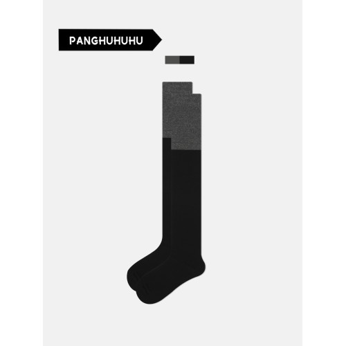 黑灰色長筒襪女秋冬保暖顯瘦高筒過膝襪子網紅拼接小腿襪網紅同款 黑灰色長筒襪女秋冬保暖顯瘦高筒過膝襪子網紅拼接小腿襪網紅同款