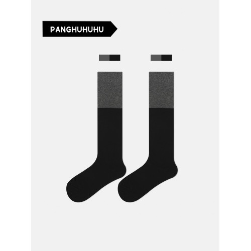 黑灰色長筒襪女秋冬保暖顯瘦高筒過膝襪子網紅拼接小腿襪網紅同款 黑灰色長筒襪女秋冬保暖顯瘦高筒過膝襪子網紅拼接小腿襪網紅同款