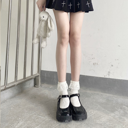 夜間教習室蕾絲花邊中筒襪jk白色短襪lolita襪子女春秋款日系可愛 夜間教習室蕾絲花邊中筒襪jk白色短襪lolita襪子女春秋款日系可愛