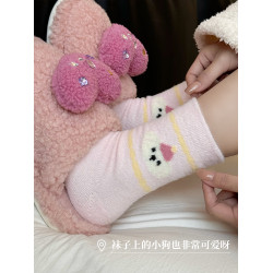 毛絨襪子女秋冬珊瑚絨月子襪加厚保暖可愛澳絨棉襪居家地板睡眠襪