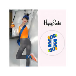 HappySocks旗艦爆款女襪中高筒襪純棉潮襪明星同款愛心笑臉煎蛋