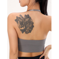 掛脖深V三角杯無痕歐美健身文胸可調節肩帶美背跑步瑜珈打底背心