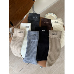 淡時光羊毛堆堆襪套女 秋冬加厚保暖顯瘦y2k小腿襪防滑白灰色腿套