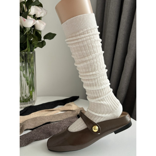 慵懶風竪紋堆曡灰色襪子女小腿襪夏季薄款miu系時髦復古棕色長襪 慵懶風竪紋堆曡灰色襪子女小腿襪夏季薄款miu系時髦復古棕色長襪