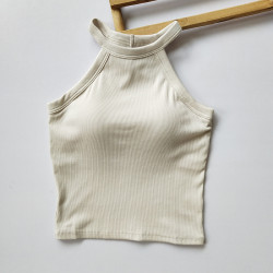 帶胸墊瑜珈服運動掛脖上衣女一體內衣外穿健身夏透氣露肩吊帶背心