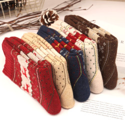 秋冬加厚羊毛襪金絲小鹿毛巾襪女襪森系毛圈襪保暖冬天厚襪子提花