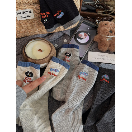 新款可愛灰色襪子女中筒襪外穿ins潮春秋季棉襪運動學生復古長襪 新款可愛灰色襪子女中筒襪外穿ins潮春秋季棉襪運動學生復古長襪