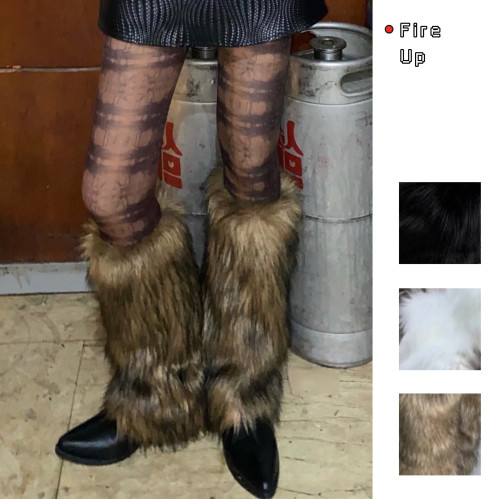 FireUp時髦Y2K毛毛腿套長毛仿皮草千禧辣妹秋冬保暖堆堆襪個性 FireUp時髦Y2K毛毛腿套長毛仿皮草千禧辣妹秋冬保暖堆堆襪個性