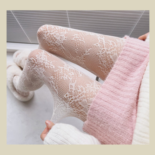 春夏薄款透肉白絲女日系Lolita甜美奶白色連褲襪鏤空漁網襪JK黑絲 春夏薄款透肉白絲女日系Lolita甜美奶白色連褲襪鏤空漁網襪JK黑絲