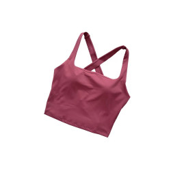 裸感速乾普拉提瑜珈防震交叉聚攏美背bra女運動吊帶文胸外穿背心