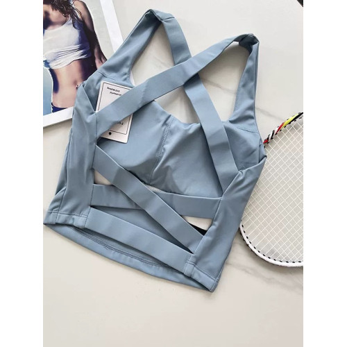 裸感速乾普拉提瑜珈防震交叉聚攏美背bra女運動吊帶文胸外穿背心 裸感速乾普拉提瑜珈防震交叉聚攏美背bra女運動吊帶文胸外穿背心