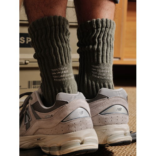 【毛巾底 吸汗防臭】日系潮流襪子男綠色中筒襪運動堆堆男款長襪 【毛巾底 吸汗防臭】日系潮流襪子男綠色中筒襪運動堆堆男款長襪