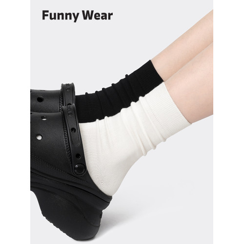 白色堆堆襪子女秋冬季薄款中筒襪配小皮鞋洞洞鞋無骨純色棉月子襪 白色堆堆襪子女秋冬季薄款中筒襪配小皮鞋洞洞鞋無骨純色棉月子襪