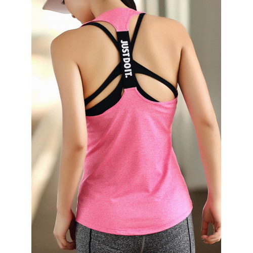 奔跑希希 速乾運動無袖背心女夏季薄款透氣字母背心瑜珈跳操跑步