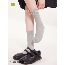 素人工作室襪子女夏薄款中筒襪棉灰色木屐人字拖日系二趾分趾夏季