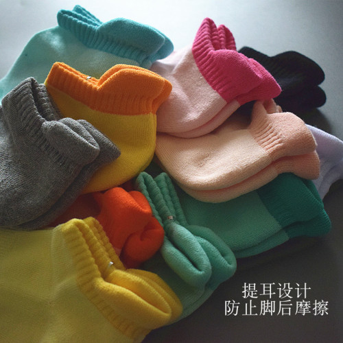 毛巾底運動短襪加厚毛圈黑白男純棉出口日本吸溼跑步船襪子女