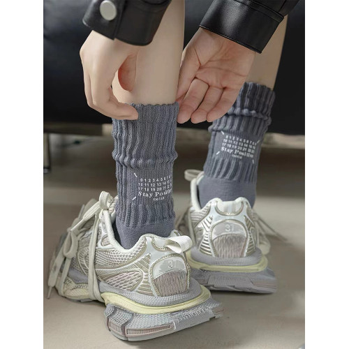 日系粗線襪子男女中長筒復古工裝純棉秋冬季字母ins潮情侶堆堆襪 日系粗線襪子男女中長筒復古工裝純棉秋冬季字母ins潮情侶堆堆襪