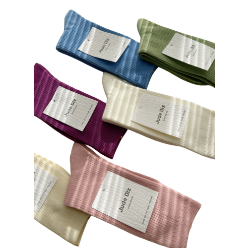 高級原創抗起球精梳純棉無骨韓國純色雙針竪條堆堆襪子女中高長筒