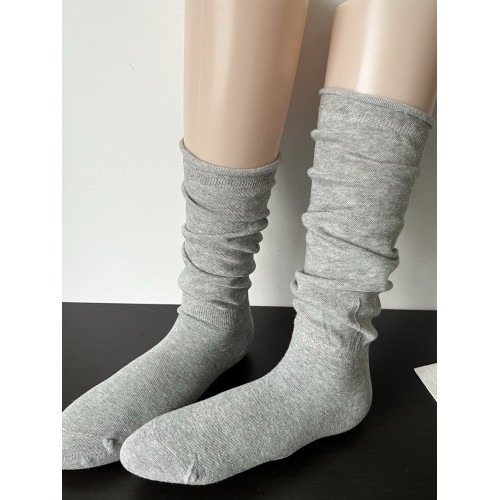 灰色卷邊小腿襪春夏季薄款純棉無骨黑白色堆堆襪子女中筒襪ins潮 灰色卷邊小腿襪春夏季薄款純棉無骨黑白色堆堆襪子女中筒襪ins潮