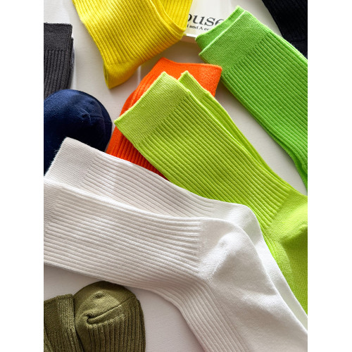 餘文樂同款襪子百搭復古軍事風粗線運動男襪子熒光綠中筒女棉襪子