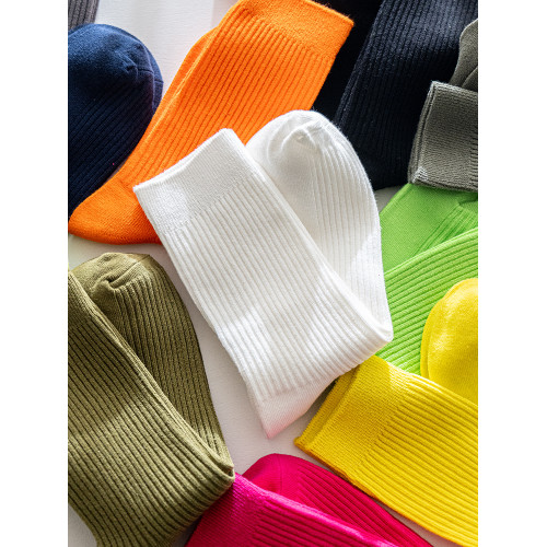 餘文樂同款襪子百搭復古軍事風粗線運動男襪子熒光綠中筒女棉襪子