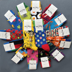 happy爆款男士潮牌襪四季純棉經典中筒襪瑞典百搭個性歐美襪子ins