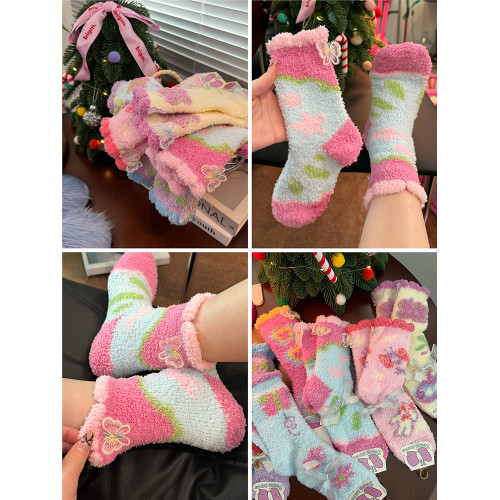 加厚絨襪子女秋冬保暖中筒可愛珊瑚絨日系家居地板襪睡眠襪暖腳 加厚絨襪子女秋冬保暖中筒可愛珊瑚絨日系家居地板襪睡眠襪暖腳