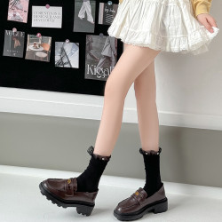 甜酷少女中筒襪網紗花邊堆堆長襪日系jk秋冬個性棉襪水鑽ins潮流