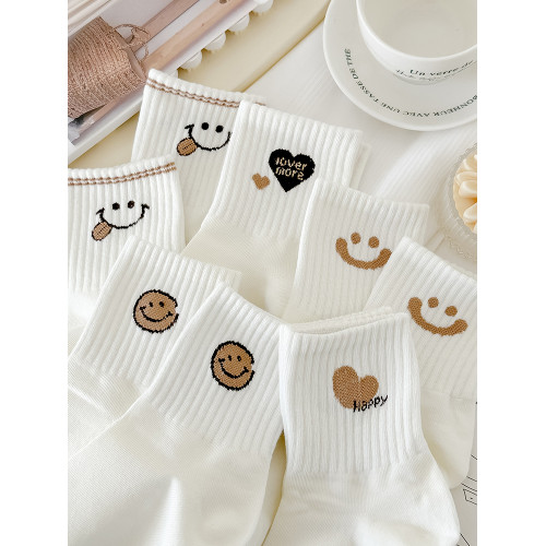 5雙襪子女中筒襪奶白秋季韓版卡通ins潮春秋運動中腰秋冬女生外穿 5雙襪子女中筒襪奶白秋季韓版卡通ins潮春秋運動中腰秋冬女生外穿